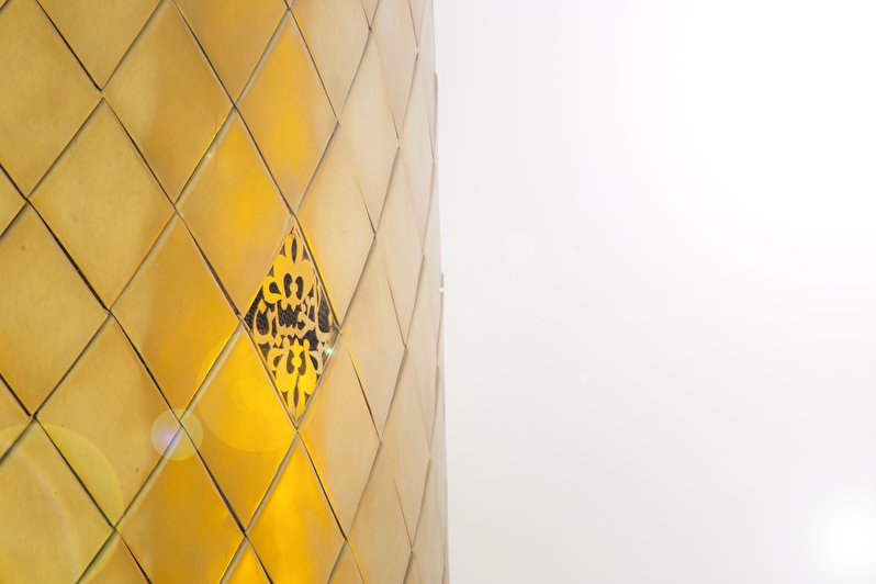 Beautiful gilded brick on the dome of Imam Hussein Shrine(PBUH)