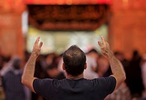تصویر احساسی از زائر حرم امام حسین علیه السلام در کربلا
