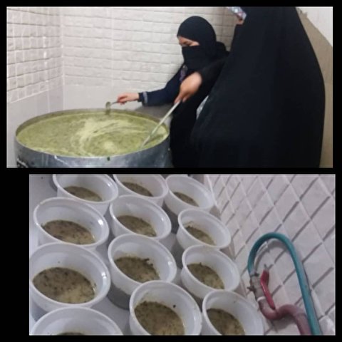 پخت شله زرد و آش نذری در ماه مبارک رمضان و توزیع بین کادر زحمتکش درمان و نیازمندان